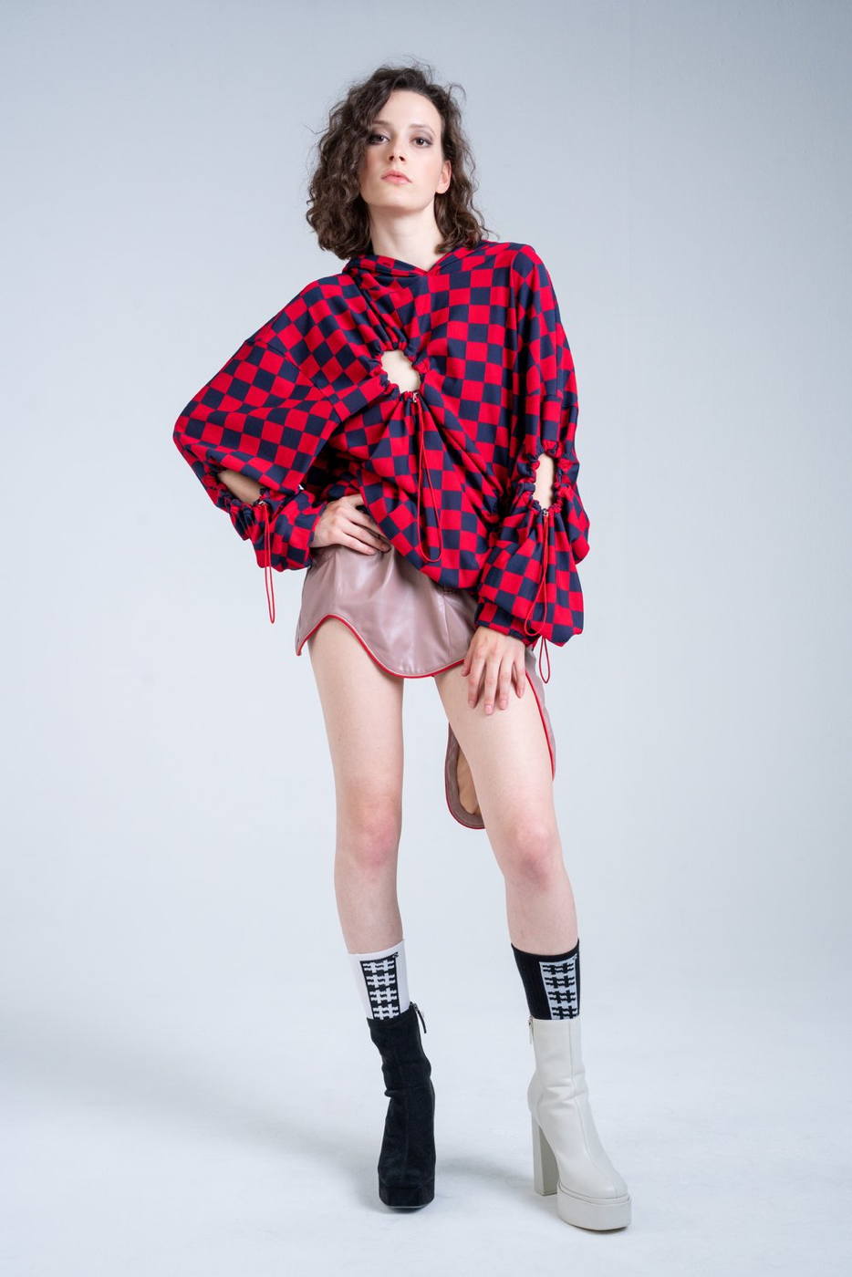 Woman wearing an upcycling jacket